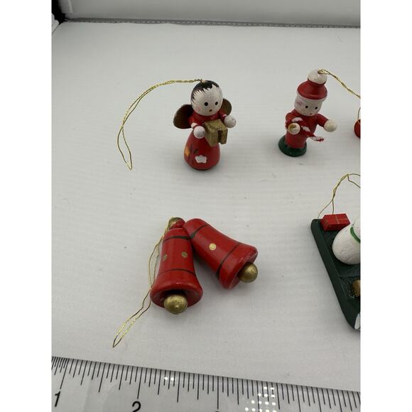 Set of 7 Vintage Wooden Germany Hand Painted Mini Christmas Ornaments - Picture 5 of 7